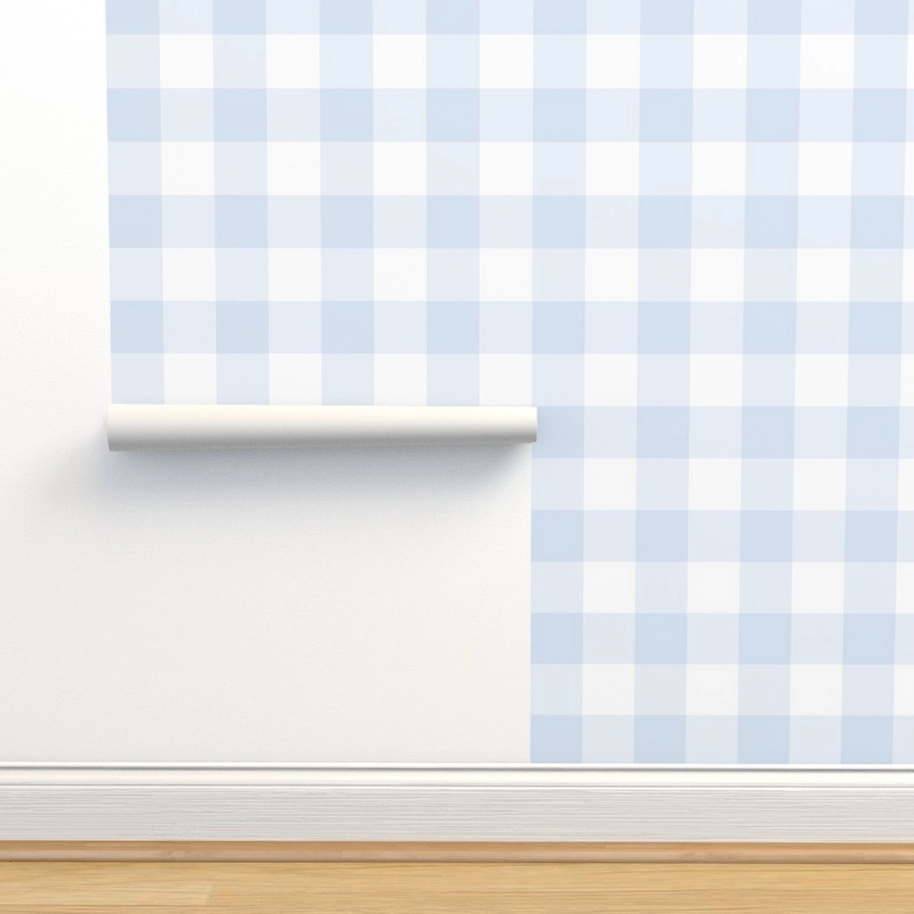 3" Chambray Blue Gingham: Large Check - Wallpaper | Spoonflower