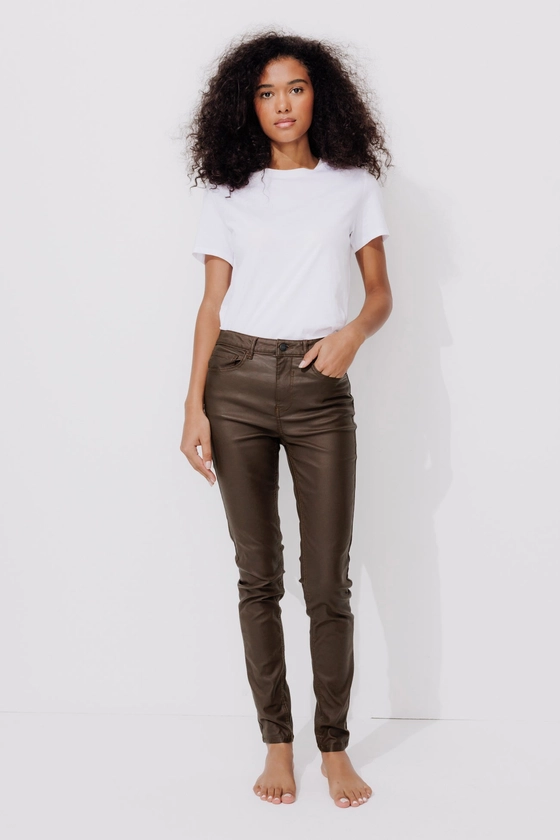 Jean skinny enduit GASPARD - Chocolat