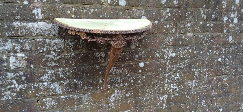 Vintage 50s or 60s Faux Marble and Moulded Gold Metal Wall Shelf Demi-lune - Etsy UK