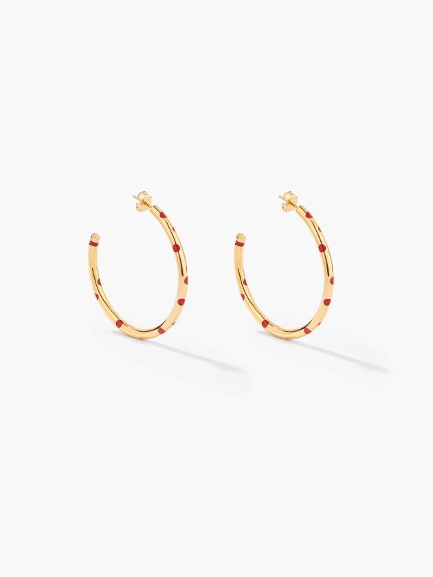 Positano hoop earrings coral dots | Aurélie Bidermann