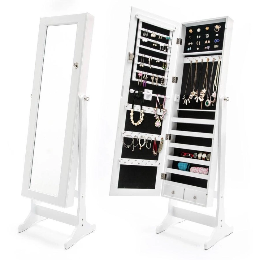 Mirror Jewellery Cabinet Organiser 2 Drawers LOWE 146cm WHITE | BIG W