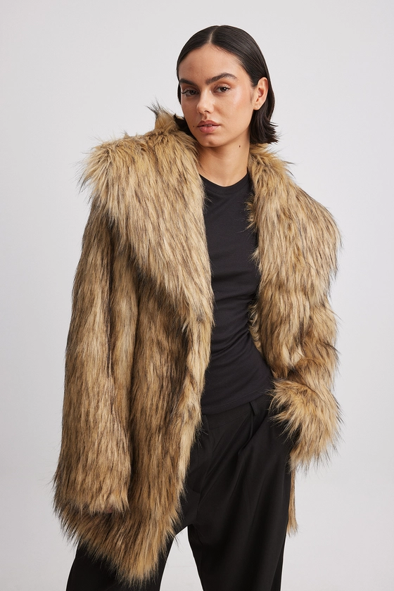 Faux Fur Jacket Beige