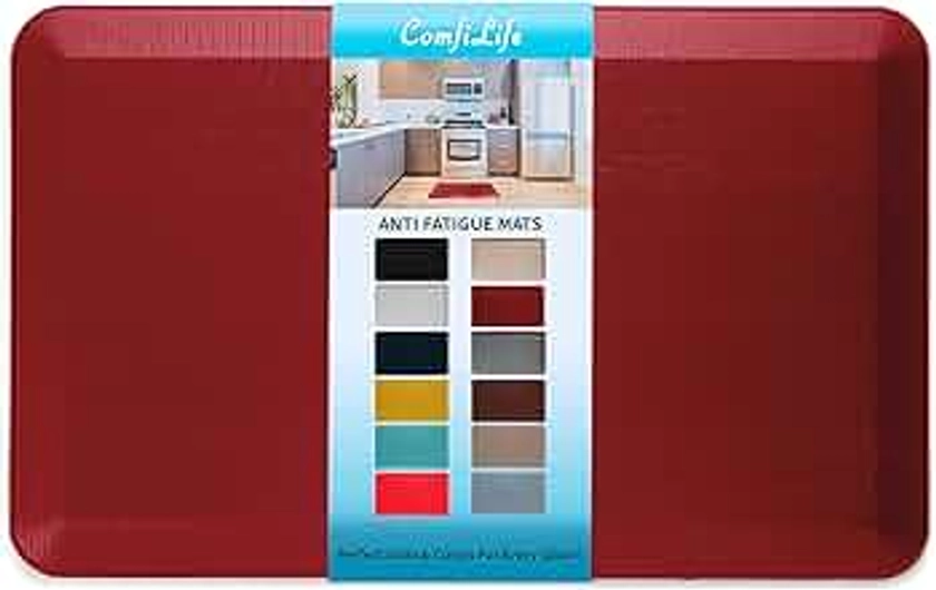 ComfiLife Anti Fatigue Floor Mat – 3/4 Inch Thick Perfect Kitchen Mat, Standing Desk Mat – Comfort at Home, Office, Garage – Durable – Stain Resistant – Non-Slip Bottom (20" x 32", Red)