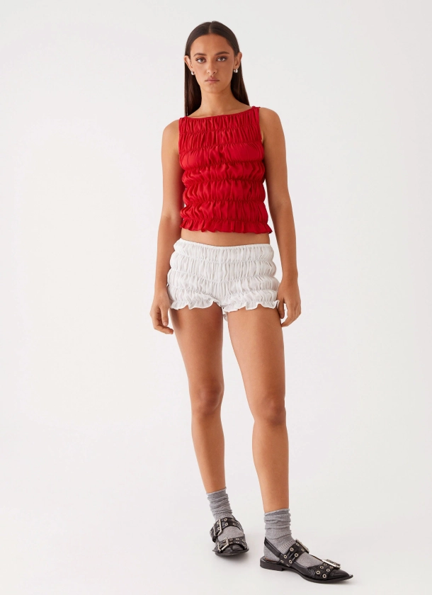 Messina Ruched Tank Top - Red