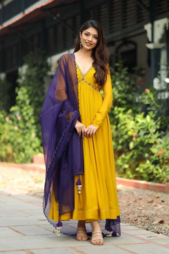 Suryamukhi Yellow Anarkali Set With Pent