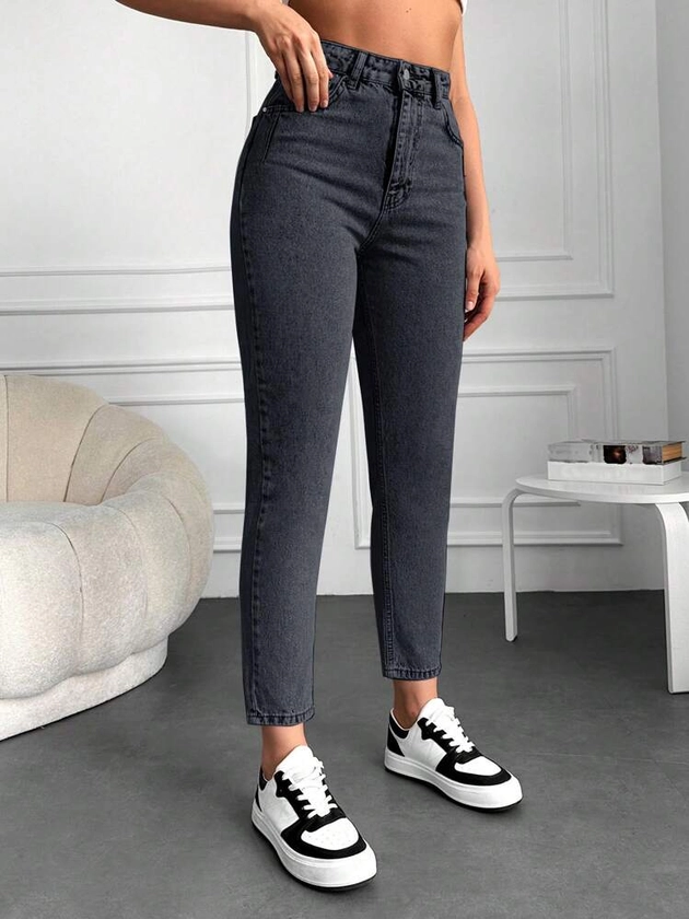 Casual hoge taille mom fit jeans