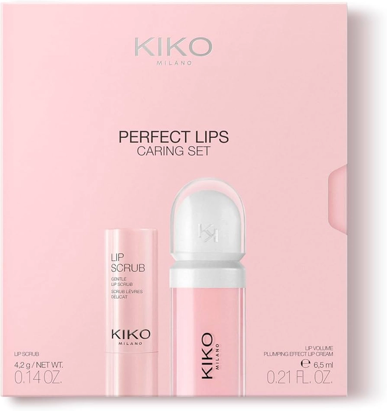 KIKO Milano Perfect Lips Caring Set, Skincare Set: 1 Lip Scrub And 1 Perfecting Lip Cream