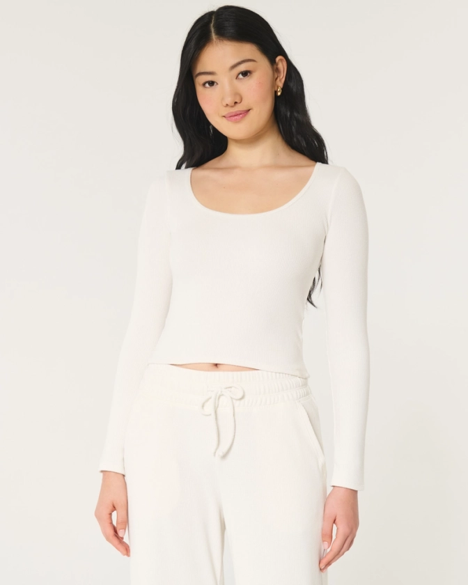 Women's Gilly Hicks Waffle Wide-Neck Top | Women's Clearance | HollisterCo.com