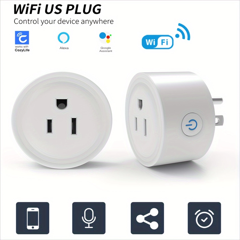 Smart Outlet Switch, Smart Plug, WiFi Plug Works With Alexa & * & CozyLife, Smart Outlet With Timer, Schedule & Group Controller, WiFi