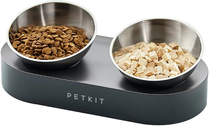 PETKIT Cat Bowls with Stand Tilted, 0 &15° Stainless Steel Elevated Cat Feeding Bowls for Cats and Small Dogs, Raised Cat Food and Water Bowls, Stress Free, Food Grade Material, Anti Slip None Spill