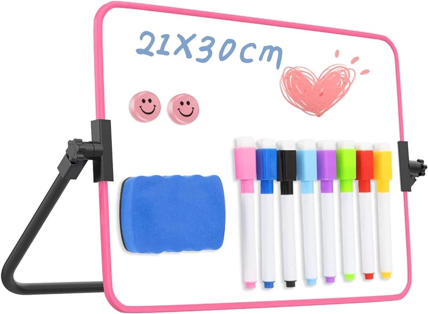 Dry Erase Whiteboard with Stand, 21 x 30 cm Double-Sided Desktop White Board for Kid Student School Home Office (Pink) : Amazon.co.uk: Home & Kitchen