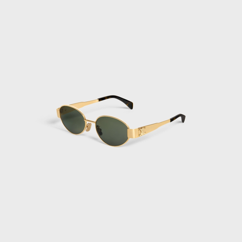 CELINE - Triomphe Metal 01 Sunglasses In Metal - Gold / Green - For Women - Gift Selection