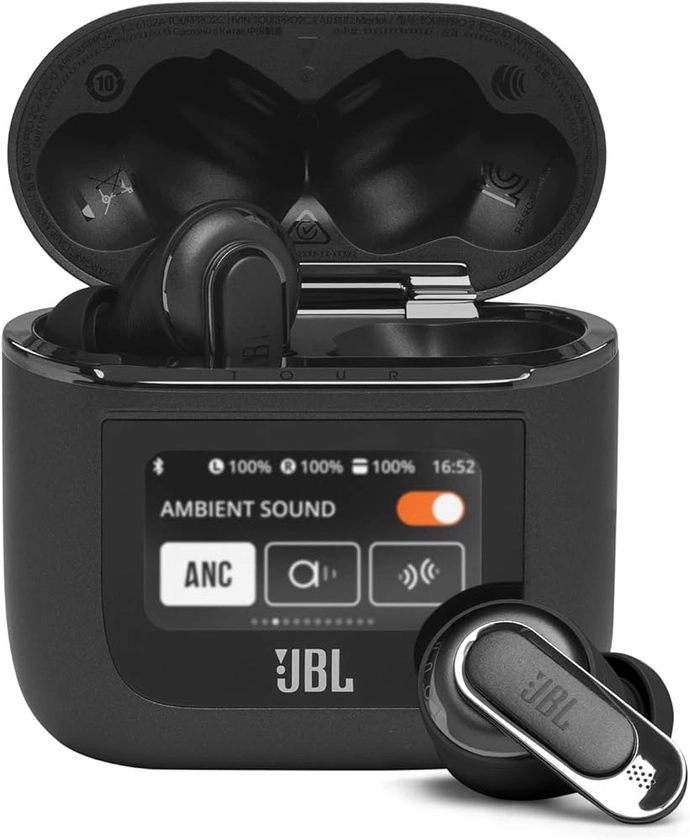 JBL Tour Pro 2 - True Wireless Noise Cancelling Earbuds with Smart Case - Black