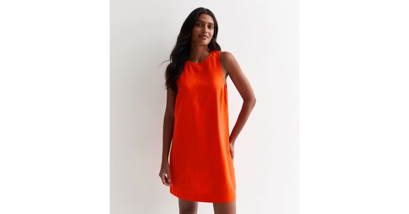 Red Linen Blend Sleeveless Mini Dress | New Look