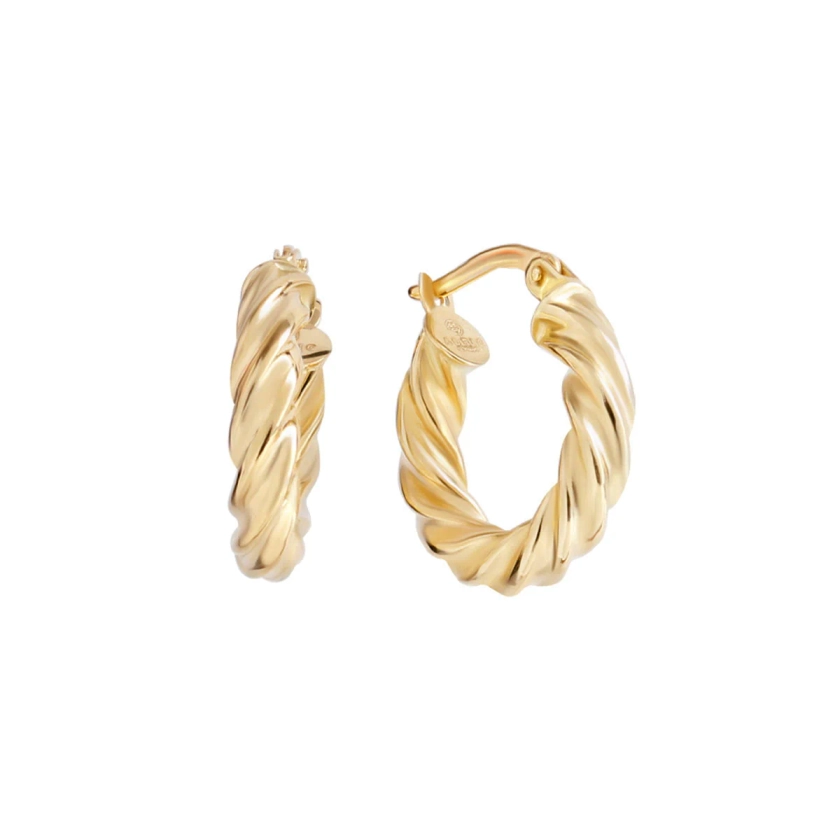 18ct Yellow Gold Dome Hoop Earrings | Auric Jewellery