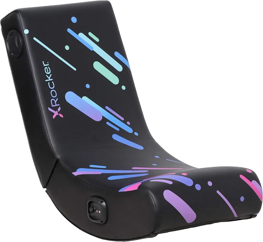 X Rocker Video Gaming Floor Rocker Chair with Built-in Audio, Foldable, Vegan Leather, for Gamers, Bedroom, or Game Room for Boys, Girls, Teens 5-17