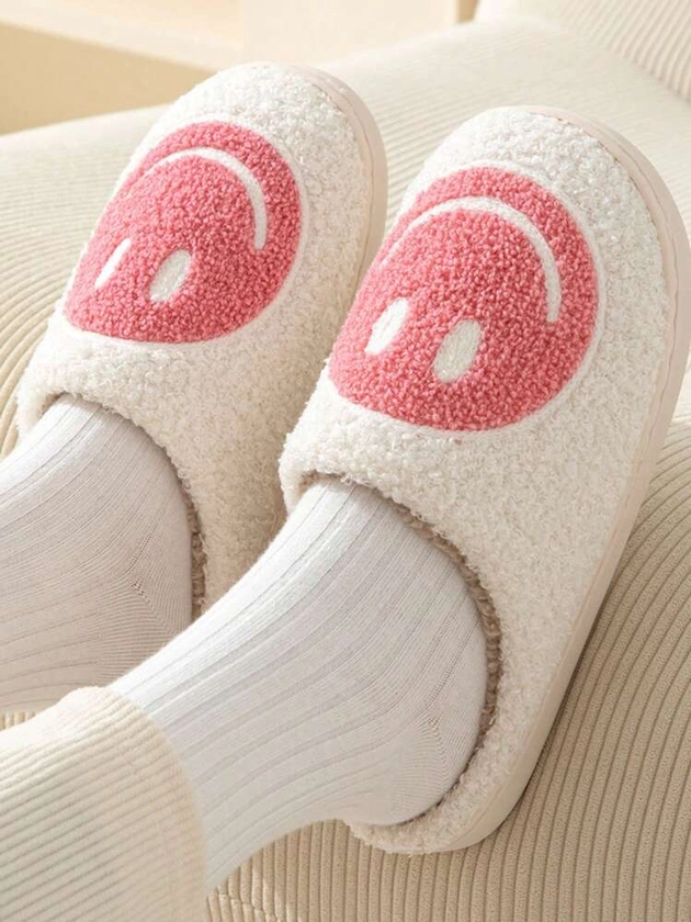 Fleece Slippers, Warm Plush Slip-On Thick Bottom Indoor House Slippers, Autumn Winter