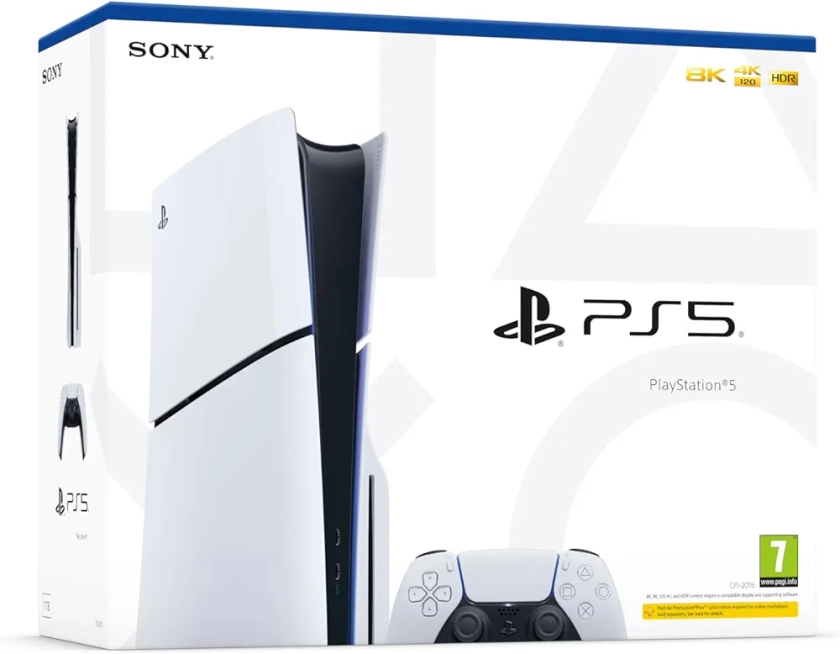 Sony PlayStation 5 Slim Console - Blanco (Versión Internacional) - Disco PS5 (grupo de modelos - delgado) Edition