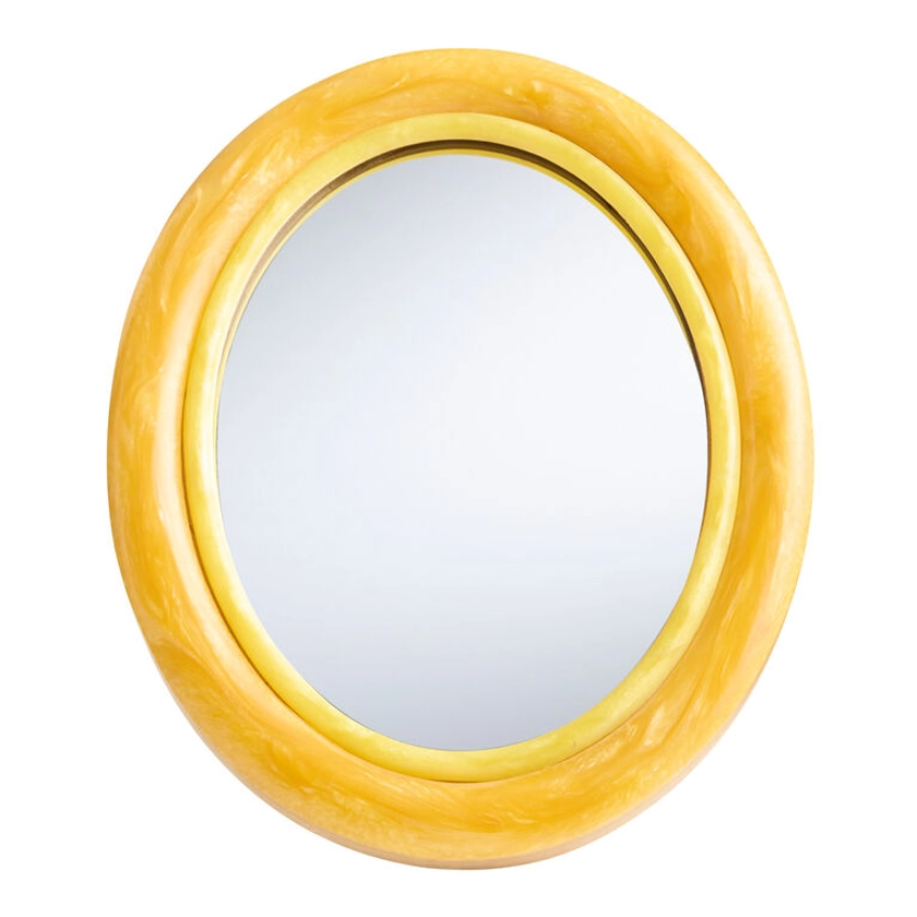 Oval Yellow Retro Mini Wall Mirror - World Market