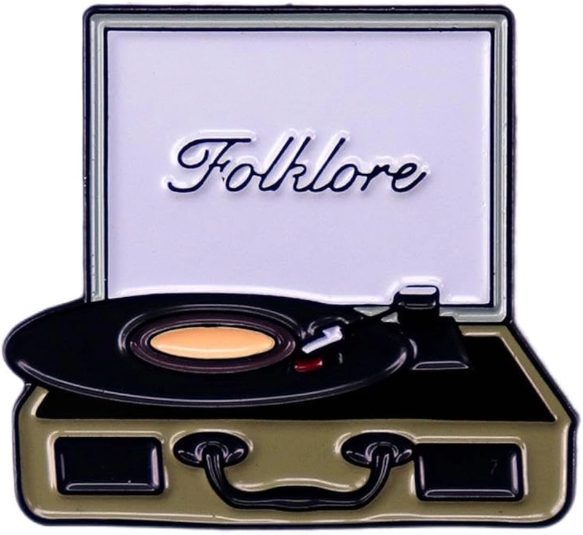 Music album vinyl record player enamel lapel pin folklore Brooch For Backpacks