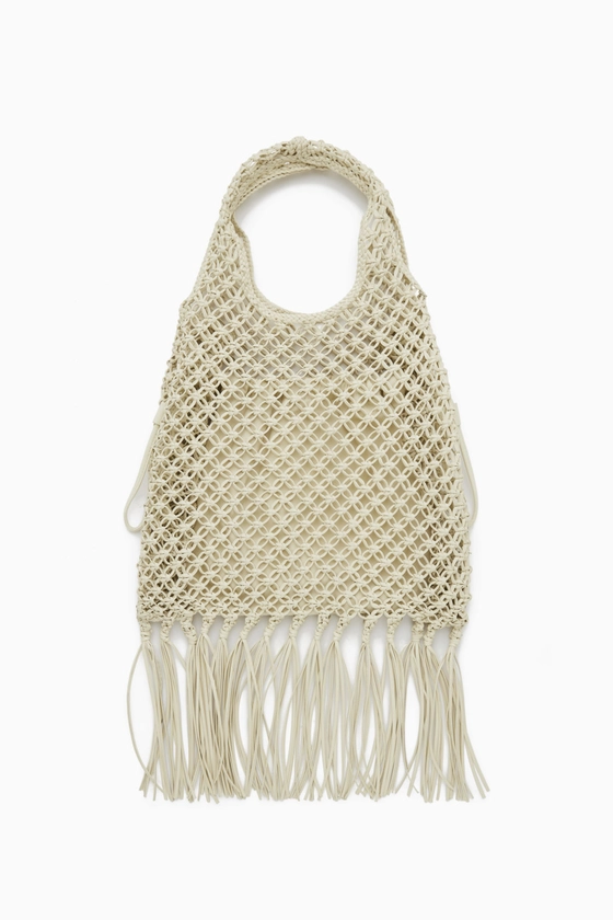 MINI SAC CABAS MACRAMÉ - CUIR - BLANC - Bags - COS