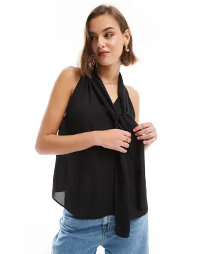 ASOS DESIGN - Blouse en mousseline à col lavallière - Noir | ASOS