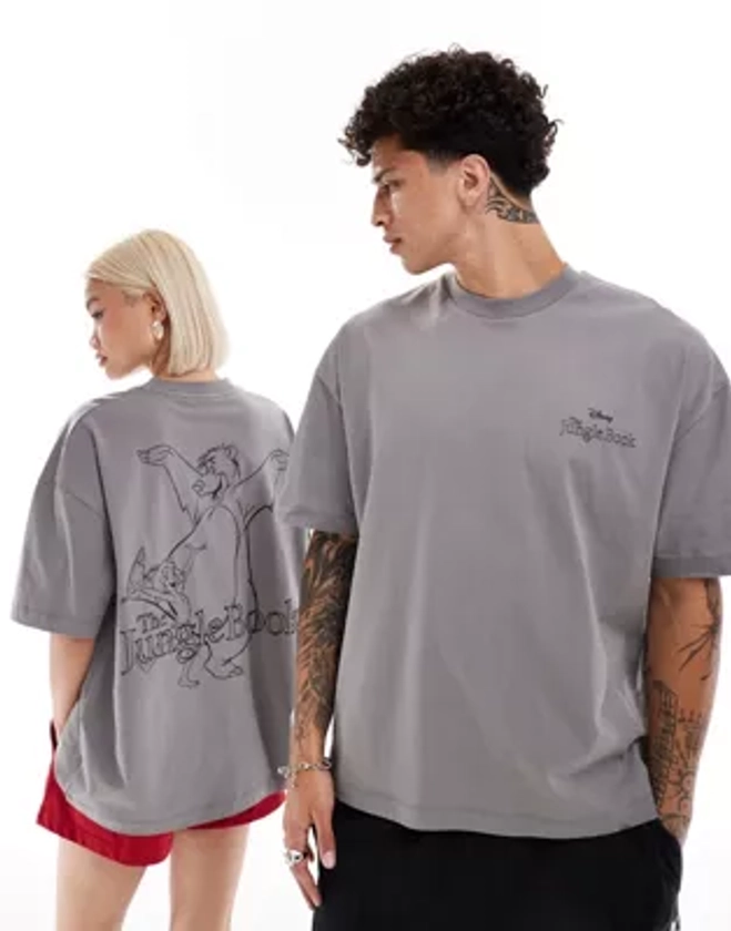 ASOS DESIGN - Disney - T-shirt unisexe oversize avec imprimé The Jungle Book - Gris | ASOS