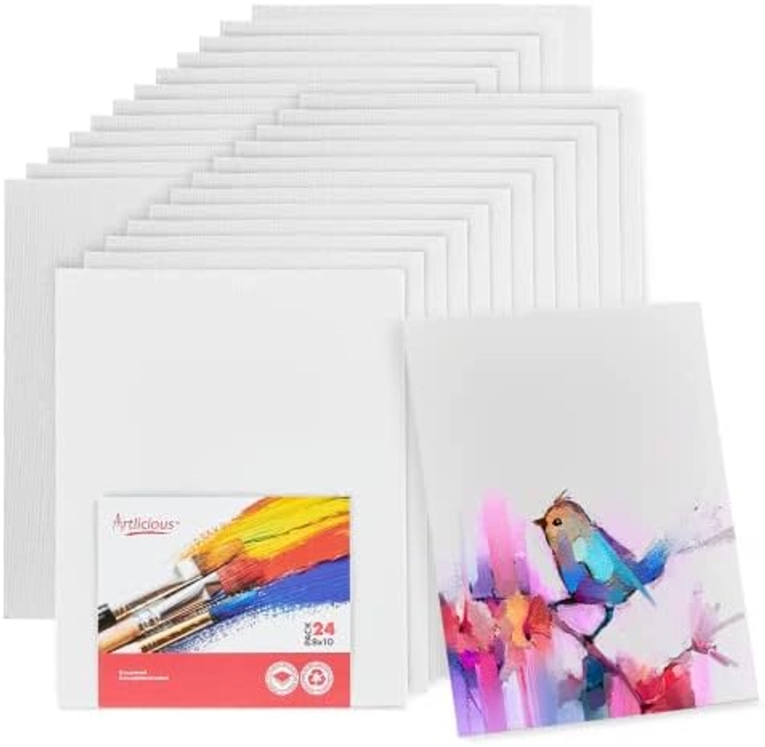Amazon.com: Artlicious Canvases for Painting - Pack of 12, 8 x 10 Inch Blank White Canvas Boards - 100% Cotton Art Panels for Oil, Acrylic & Watercolor Paint