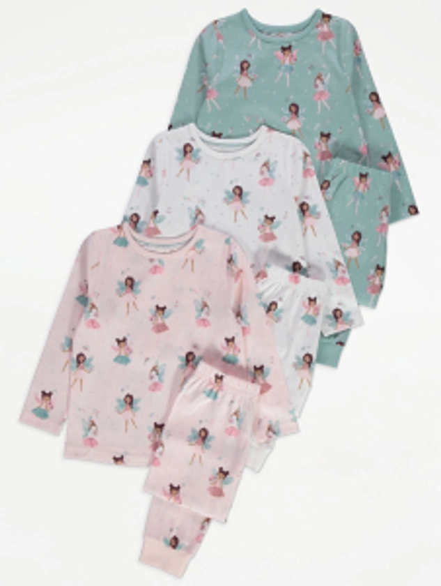 Pastel Fairy Long Sleeve Pyjamas 3 Pack