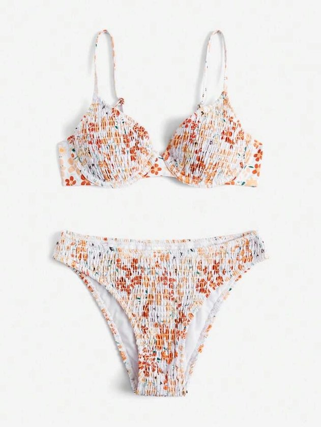 Floral Print Underwire Bikini Swimsuit