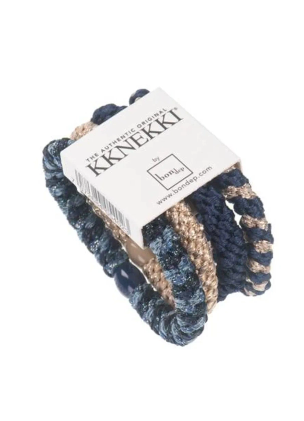 Kknekki Lot De 4 Élastiques À Cheveux Bleu Marine Et Or - Trouva