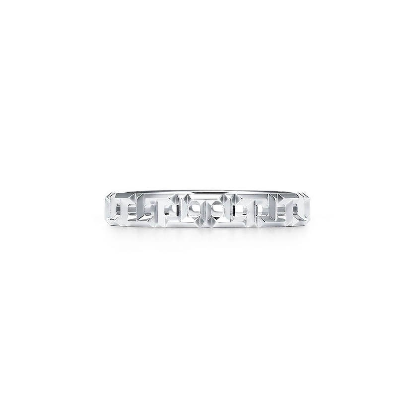 Tiffany T True narrow ring in 18k white gold, 3.5 wide.| Tiffany & Co.