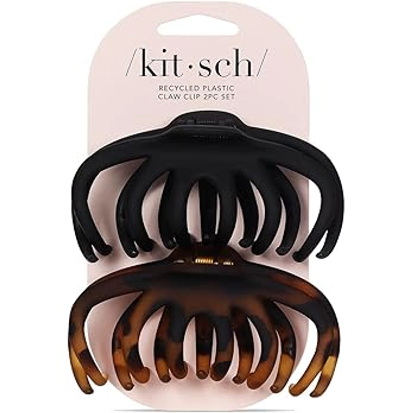 Kitsch Large Hair Clips for Women - Jumbo Octopus Hair Claw Clips for Thick Hair | Big Hair Clip & Claw Clip for Teen Girls | Hair Styling Accessories for Women (2pc, Tort&Black)