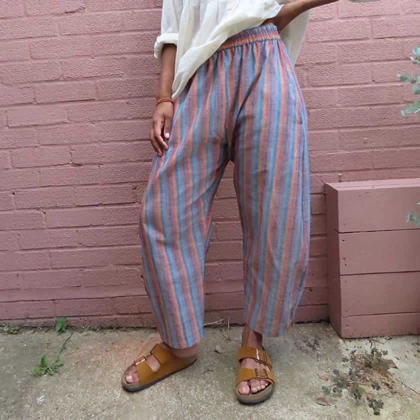 Handloom Cotton - Summer Stripe - Banana Pants - Indigowares