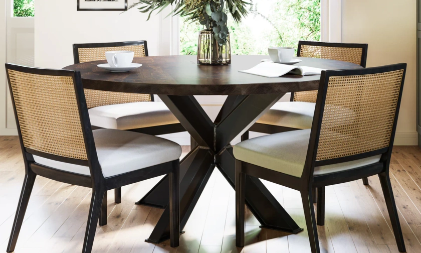 Round Shiloh Industrial Steel Pedestal Table