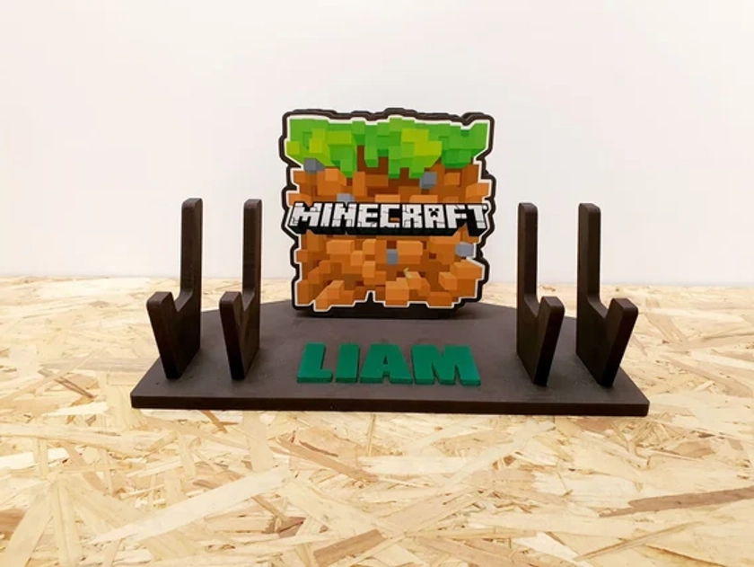 Personalised Minecraft Style Gaming Stands - Headset and Controller Holder - Single or Double - Xbox Playstation Nintendo