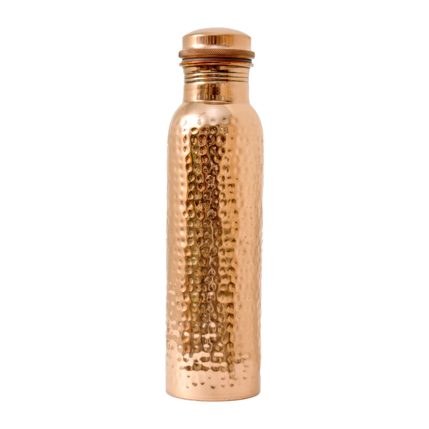 Copper Water Bottle Hammered Polish Finish - Copper - Coppersmith Creations