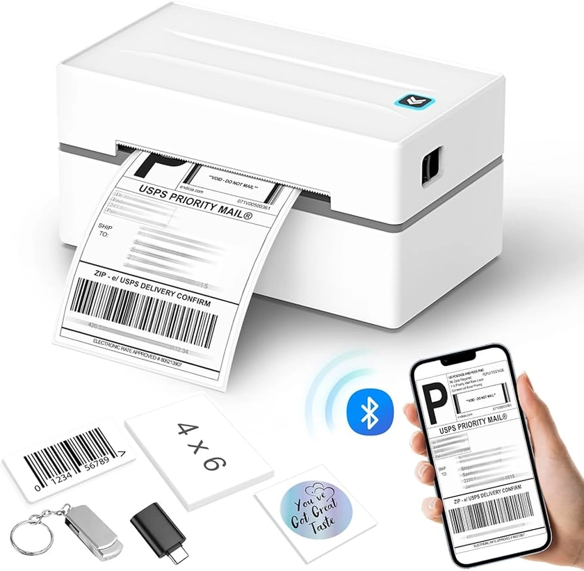 Bluetooth Thermal Shipping Label Printer, Wireless 4x6 Shipping Label Sticker Printer for Small Business and Office, Compatible with Android&iOS Windows, Used for Amazon, Shopify, Etsy USPS