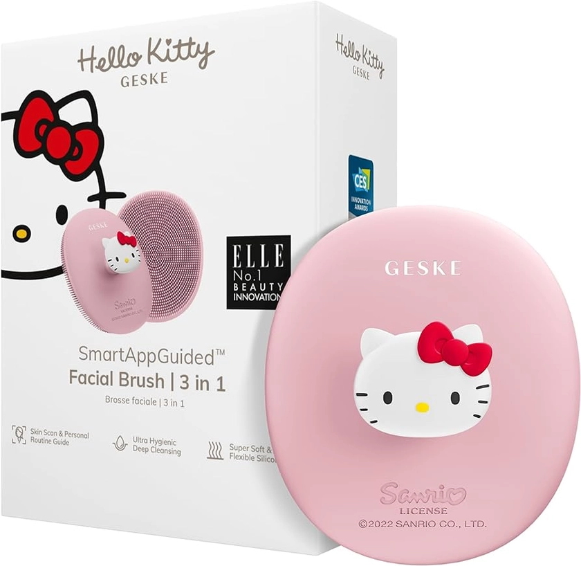 GESKE x Hello Kitty | Spazzola per il viso SmartAppGuided™ | 3 in 1 | Spazzola per la pulizia del viso | Spazzola per la pulizia | Spazzola per il viso in silicone | Pulizia della pelle e viso : Amazon.it: Bellezza