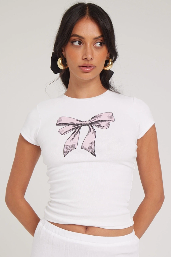 Luck & Trouble Pirouette Baby Tee White