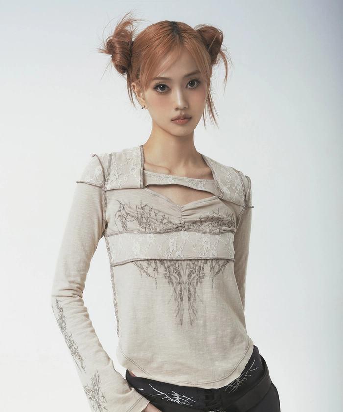 Butterfly lace bow top - hug your skin