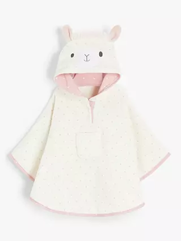 John Lewis & Partners Llama Hooded Baby Towelling Poncho, 0-2 years