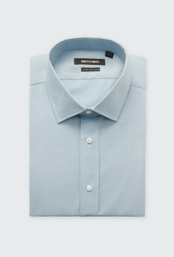 Men's Custom Shirts - Hailey Cotton Stretch Blue Shirt| INDOCHINO