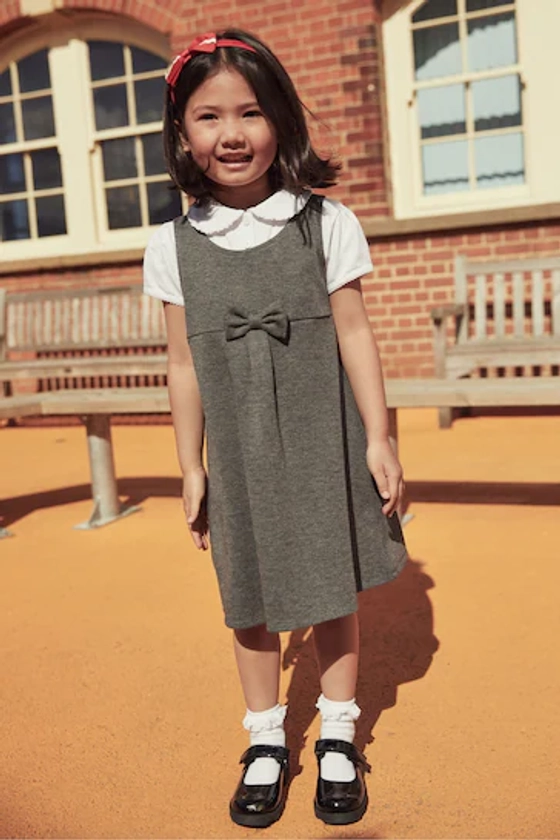 Buy Grey Jersey Stretch Bow School Pinafore (3-14yrs) from the Next UK online shop