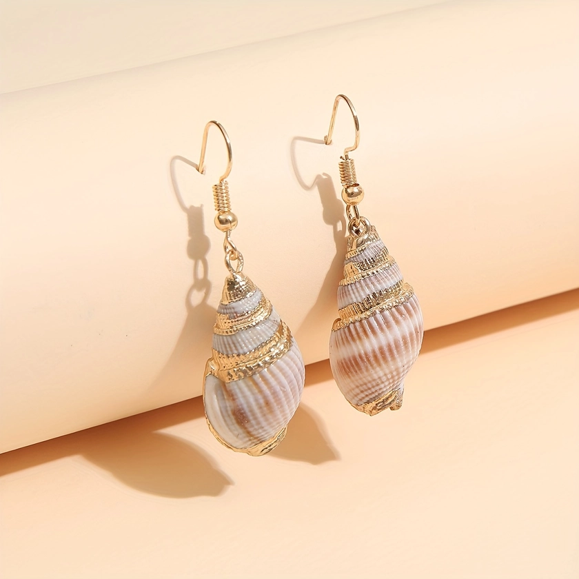 Creative Conch Pendant Retro Dangle Earrings Delicate Gift For Women Beach Party Accessories Tourism Souvenir