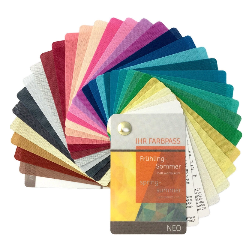 Stoff-Farbpass, 30 Farben, Frühling-Sommer "Neo" - Farbfächer Frühling-Sommertyp