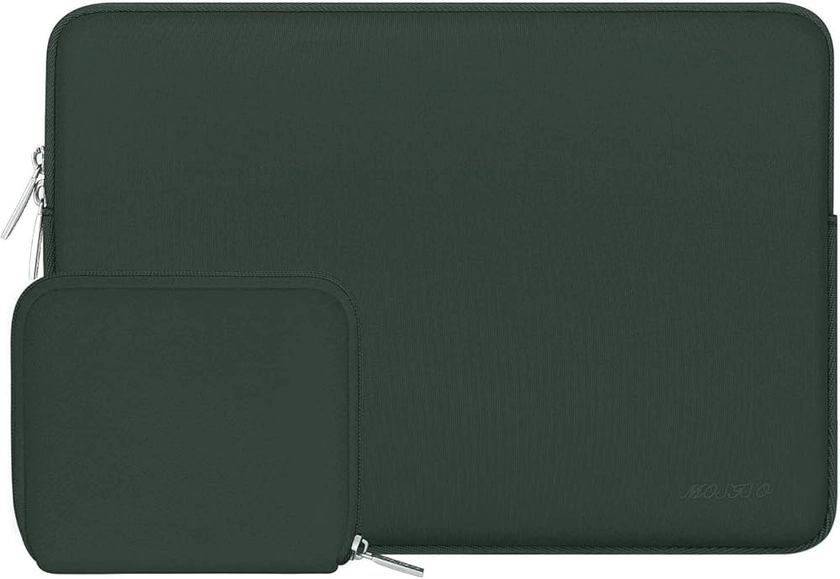 MOSISO Housse Compatible avec MacBook Air/Pro, 13-13,3 Pouces Notebook, Compatible avec MacBook Pro 14 M3 M2 M1 Pro Max 2024-2021, Laptop Sleeve Néoprène Sac avec Petite Pochette, Vert Minuit