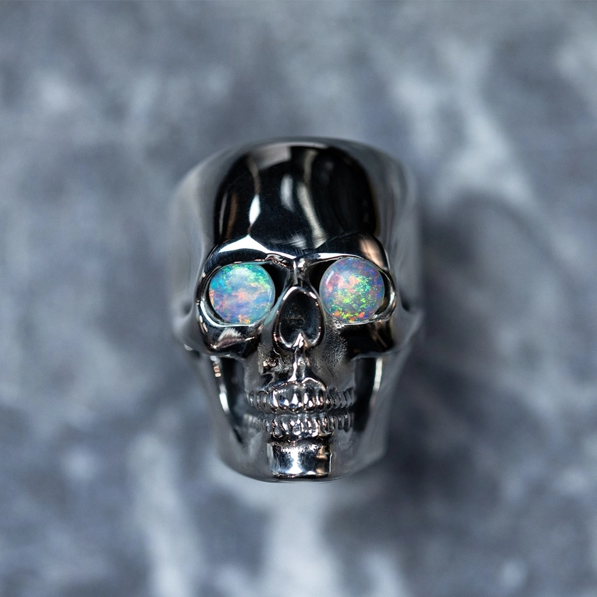 Small Anatomical Skull Ring with Opal Eyes - The Great Frog London - USA