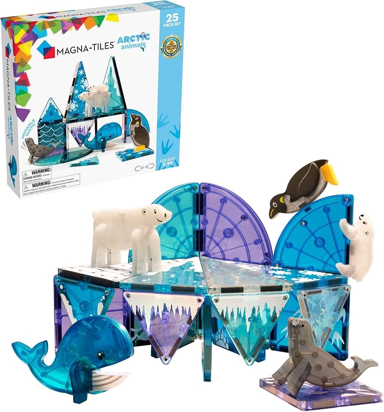 Magna-Tiles Arctic Animals 25-Piece Set - 3D magnetic building tiles, Clear Colours