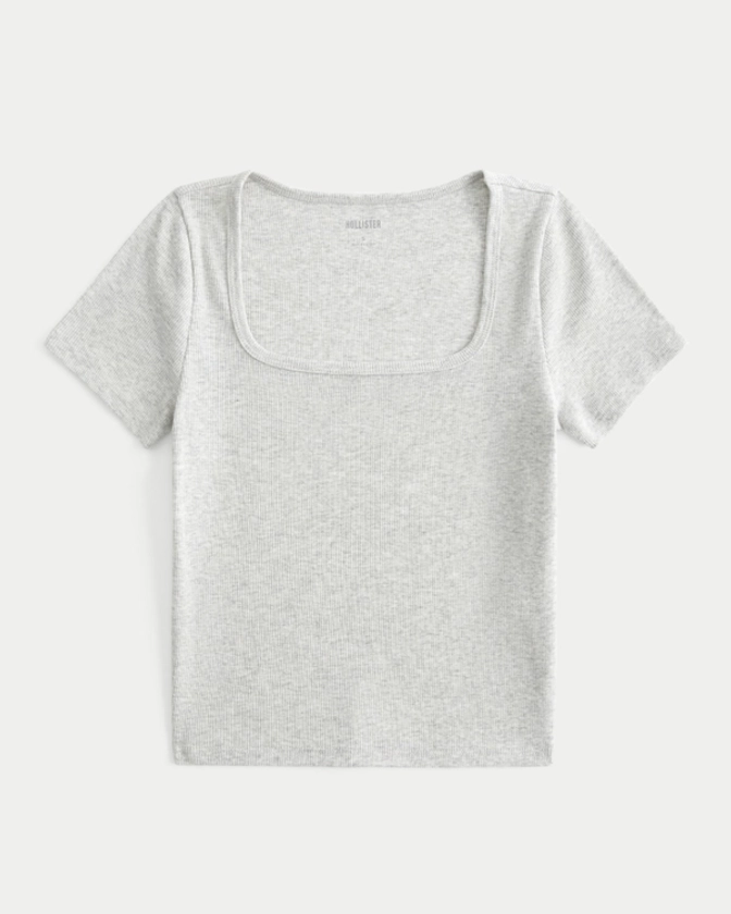 Women's Ribbed Square-Neck Baby Tee | Women's Sale | HollisterCo.com